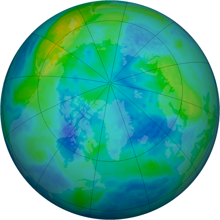Arctic ozone map for 18 October 1994